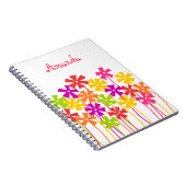 Carnet Joli rose jaune orange simple fleurs nom (Côté Droit)