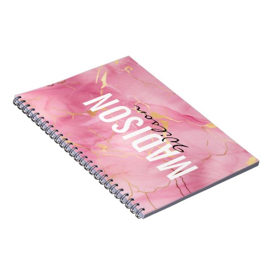 Carnet Joli rose rose faux parties scintillant en marbre (Côté Droit)