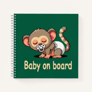 Carnet Joli Singe Dormant de Dessin Animé   Bébé à Bord d