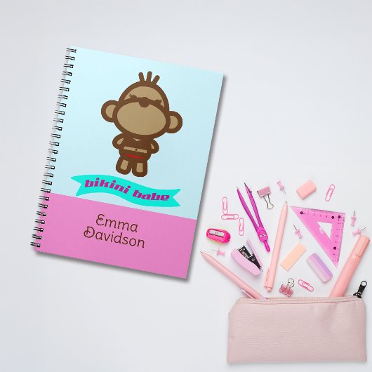 Carnet Joli Singe Nom Personnalisé