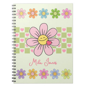 Carnet Joli sourire aux fleurs Nom personnalisé