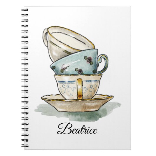 Carnet Joli teacup vintage aquarelle (Devant)