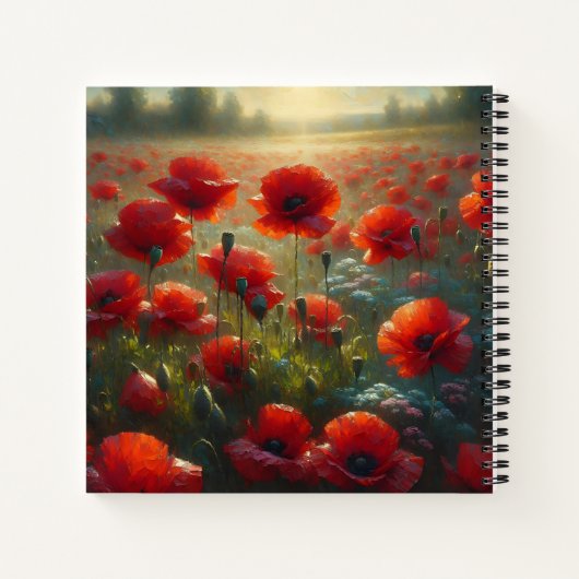 Carnet Joli terrain de pavot rouge le jour d'été (Dos)