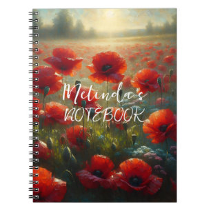 Carnet Joli terrain de pavot rouge le jour d'été