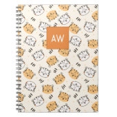 Carnet Joli tigre sauvage de dessin animé avec monogramme (Devant)