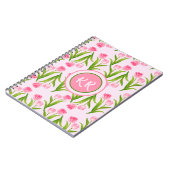 Carnet Joli Tulipe rose Fleurs Florales Feuille Monogramm (Côté gauche)