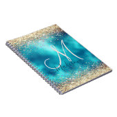 Carnet Joli turquoise or faux parties scintillant monogra (Côté Droit)