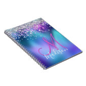 Carnet Joli turquoise violet faux parties scintillant mon (Côté Droit)