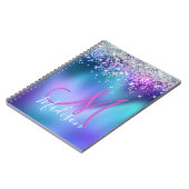 Carnet Joli turquoise violet faux parties scintillant mon (Côté gauche)