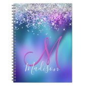 Carnet Joli turquoise violet faux parties scintillant mon (Devant)
