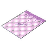 Carnet Joli Violet Élégant Parties scintillant Bijoux Nom (Côté gauche)