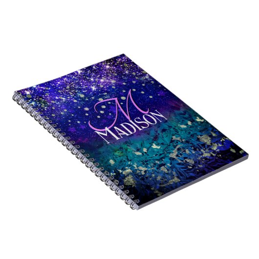 Carnet Joli violet turquoise ombre parties scintillant mo (Côté Droit)