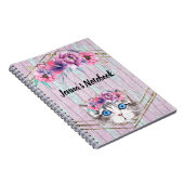 Carnet Joli visage Kitty sur un Arrière - plan rose bois  (Côté Droit)