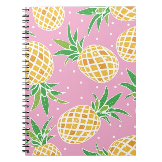 Carnet Jolie ananas sur grunge rose pois backgro (Devant)