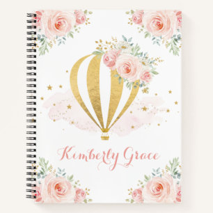 Carnet Jolie aquarelle Blush Floral Hot Air Balloon