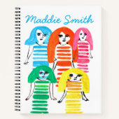 Carnet Jolie aquarelle filles art moderne funky (Devant)