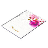 Carnet Jolie aquarelle Floral et points Ajouter un nom (Côté gauche)
