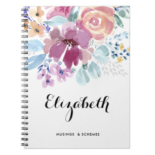 Carnet Jolie aquarelle Ressort Floral Posy Personnalisé