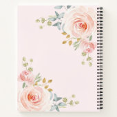 Carnet Jolie aquarelle rose pâle Roses floraux de Boho (Dos)