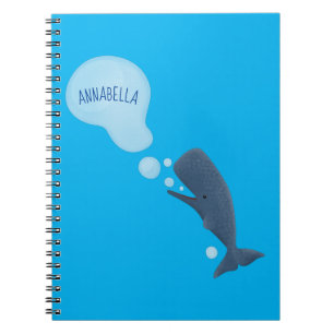 Carnet Jolie baleine à sperme soufflant bulles dessin