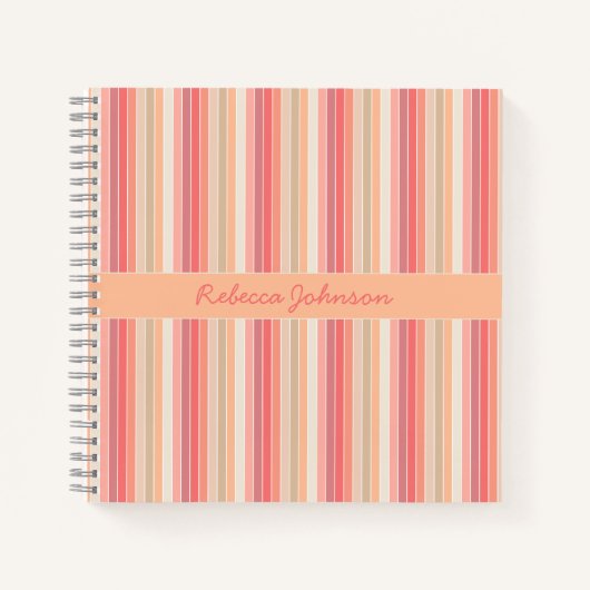 Carnet Jolie broche à rayures tendance (Devant)