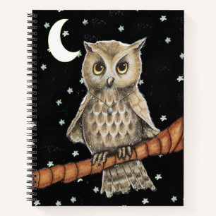 Carnet Jolie Brown Branche Chouette Collier Bleu Étoiles