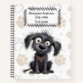 Carnet Jolie caricature chiot noir sur arrière - plan de  (Devant)