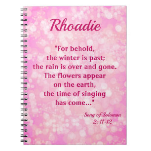 Carnet Jolie chanson de Bokeh rose des Écritures de Salom
