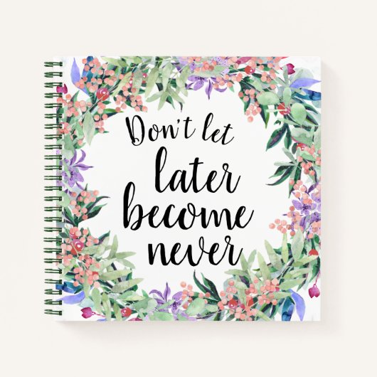 Carnet Jolie citation Motivationnelle Aquarelle Florale (Devant)