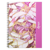 Jolie Couleurs Rose Et Faux Or Floral Monogramme