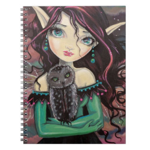 Carnet Jolie fée gothique aux grands yeux et hibou