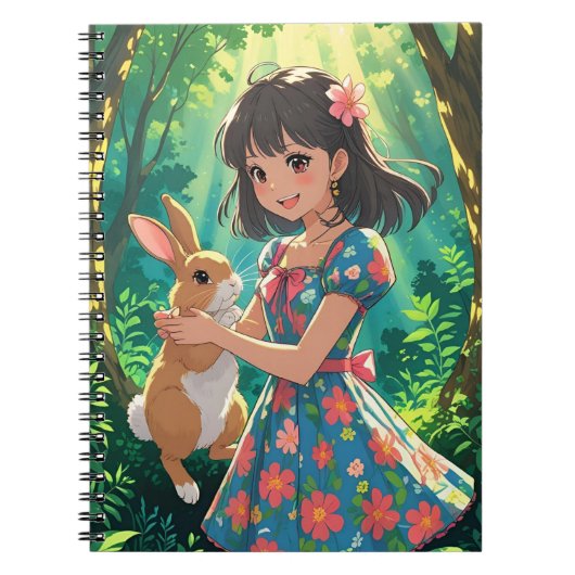 Carnet Jolie fille avec son lapin (Devant)