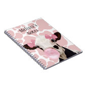 Carnet Jolie fille Bubblegum rose soufflant vache (Côté Droit)