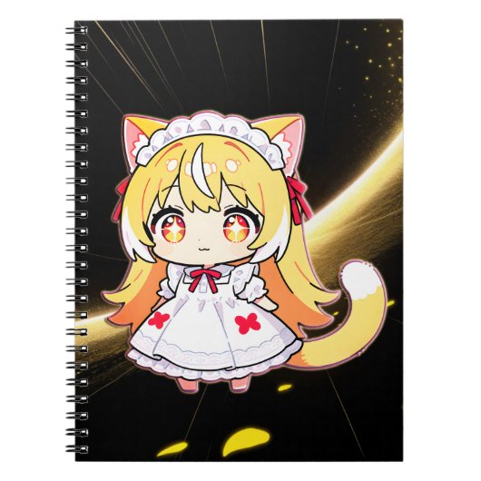 Carnet Jolie Fille Chibi Blonde en Robe Midi (Devant)