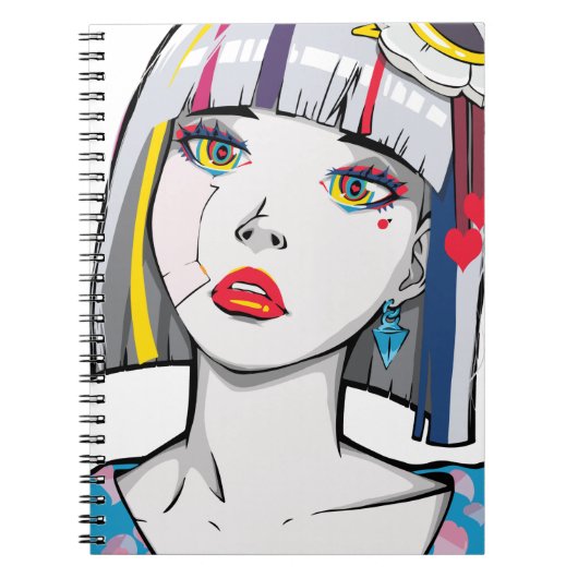 Carnet Jolie Fille d'Anime Brisée (Devant)