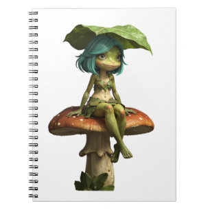 Carnet Jolie Fille Grenouille Assise sur Champignon