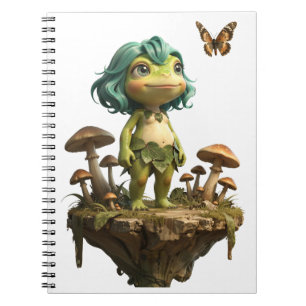 Carnet Jolie Fille Grenouille Parmi les Champignons avec