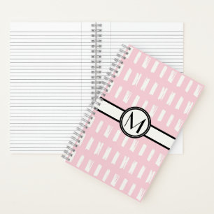Carnet Jolie fille rose et crème Motif Monogramme