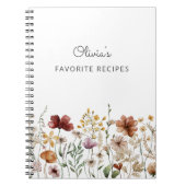 Carnet Jolie Fleur sauvage d'aquarelle florale Recette (Devant)