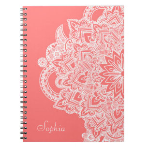 Carnet Jolie fleur tendance henné design dessiné à la