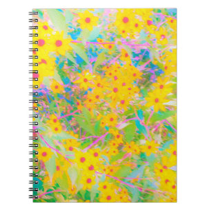Carnet Jolie Fleurs Jaunes et Rouges avec Turquoise