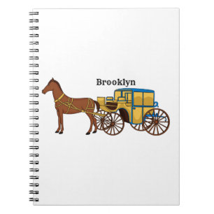 Carnet Jolie illustration de cheval et de calèche royale