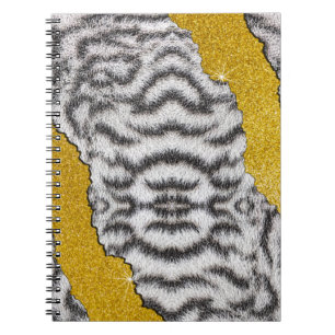 Carnet Jolie Impression d'Animal en Cuir Blanc de Tigre &
