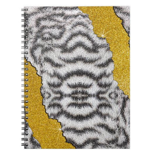 Carnet Jolie Impression d'Animal en Cuir Blanc de Tigre & (Devant)