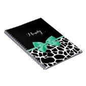Carnet Jolie Impression de Girafe en Vert Menthe avec Nom (Côté Droit)