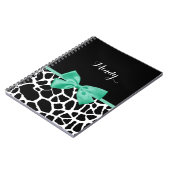 Carnet Jolie Impression de Girafe en Vert Menthe avec Nom (Côté gauche)