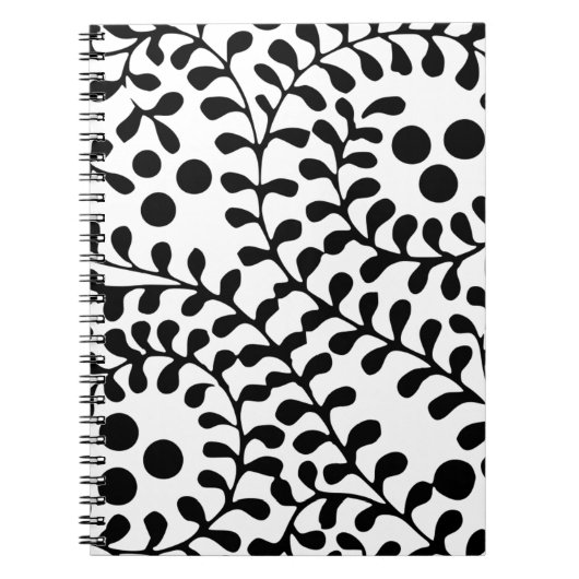 Carnet Jolie impression noir et blanc fleurie (Devant)
