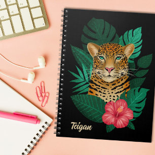 Carnet Jolie jungle léopard Art Floral Noir Nom