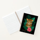 Carnet Jolie jungle léopard Art Floral | Noir | Nom (Intérieur)