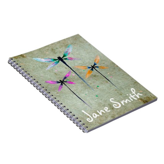 Carnet Jolie libellule aquarelle rustique (Côté Droit)